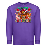Purple Happy Christmas Cow Premium Sweatshirt - CowhideDigitalArt