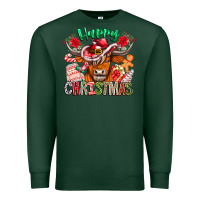 Sports Green Happy Christmas Cow Premium Sweatshirt - CowhideDigitalArt