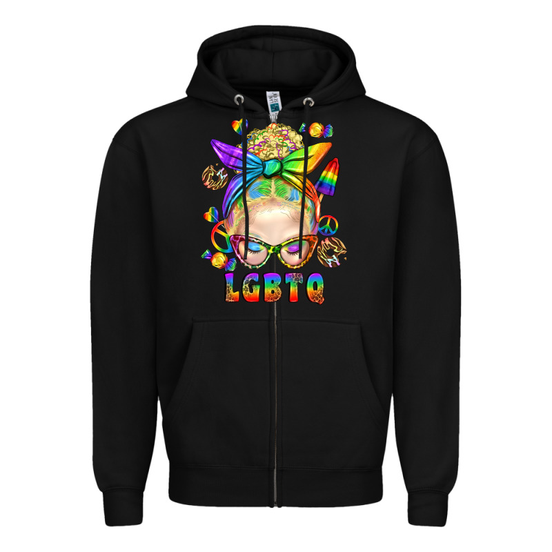 Lgbtq+ Messy Bun With Snacks Zipper Hoodie by BundleAndBundleShop | Teevron