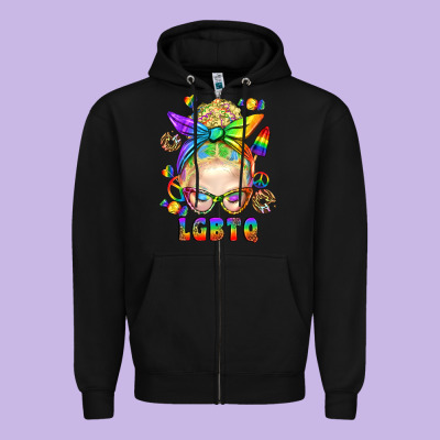 Lgbtq+ Messy Bun With Snacks Zipper Hoodie Designed By Bundleandbundleshop