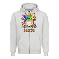 Dove Grey LGBTQ+ Messy Bun With Snacks Zipper Hoodie - BundleAndBundleShop
