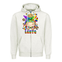 Oatmeal Heather LGBTQ+ Messy Bun With Snacks Zipper Hoodie - BundleAndBundleShop