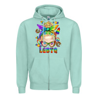 Seafoam LGBTQ+ Messy Bun With Snacks Zipper Hoodie - BundleAndBundleShop