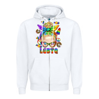 White LGBTQ+ Messy Bun With Snacks Zipper Hoodie - BundleAndBundleShop