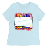 Baby Blue crayons add your text Ladies Tee - NancyCooperArtShop
