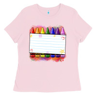 Bubblegum Pink crayons add your text Ladies Tee - NancyCooperArtShop