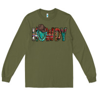 Army Green Western Howdy Gemstone Cowboy Hat Long Sleeve Tee - HowdyJamesFarm