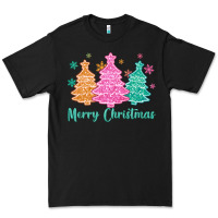 Black merry christmas glitter trees Premium Tee - MaliasSmallBusiness