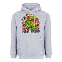 Heather Grey Merry Rexmas Heavyweight Hoodie - CowhideDigitalArt