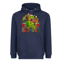Navy Merry Rexmas Heavyweight Hoodie - CowhideDigitalArt