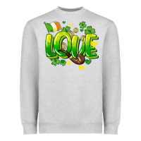 Heather Grey Love St. Patrick's Day Heavyweight Sweatshirt - HowdyJamesFarm