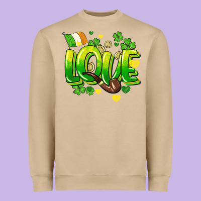 Love St. Patrick's Day Heavyweight Sweatshirt Designed By Howdyjamesfarm