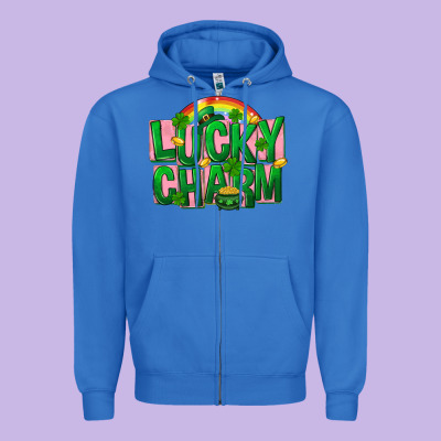 St Patricks Lucky Charm Zipper Hoodie Designed By Fadigitalartstudio
