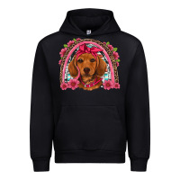Black dachshund puppy floral rainbow Urban Hoodie - Artiststas