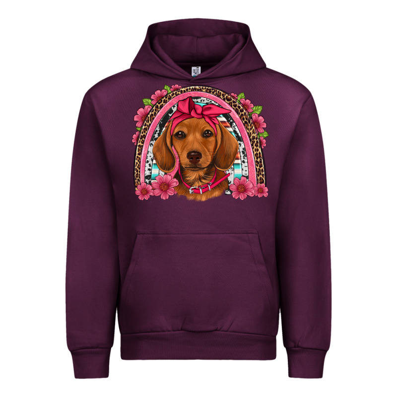 Dachshund Puppy Floral Rainbow Urban Hoodie by Artiststas | Teevron