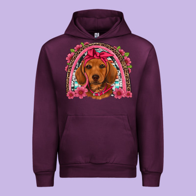 Dachshund Puppy Floral Rainbow Urban Hoodie Designed By Artiststas