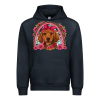Navy dachshund puppy floral rainbow Urban Hoodie - Artiststas