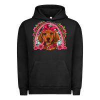 Pigment Black dachshund puppy floral rainbow Urban Hoodie - Artiststas