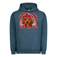 Pigment Midnight Navy dachshund puppy floral rainbow Urban Hoodie - Artiststas