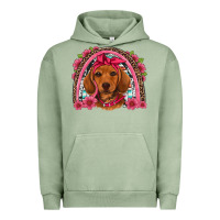 Pigment Oil Green dachshund puppy floral rainbow Urban Hoodie - Artiststas