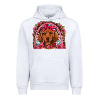 White dachshund puppy floral rainbow Urban Hoodie - Artiststas