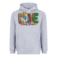 Heather Grey Love Came Down Heavyweight Hoodie - CowhideDigitalArt