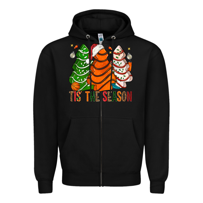 Tis' The Season Basketball Christmas Cakes Zipper Hoodie by BundleAndBundleShop | Teevron