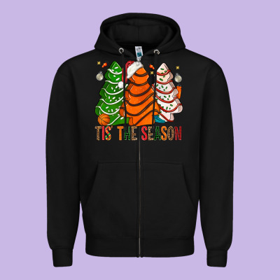 Tis' The Season Basketball Christmas Cakes Zipper Hoodie Designed By Bundleandbundleshop