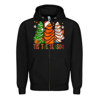 Black Tis' The Season Basketball Christmas Cakes Zipper Hoodie - BundleAndBundleShop