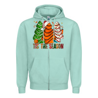 Seafoam Tis' The Season Basketball Christmas Cakes Zipper Hoodie - BundleAndBundleShop