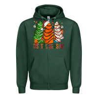 Sports Green Tis' The Season Basketball Christmas Cakes Zipper Hoodie - BundleAndBundleShop