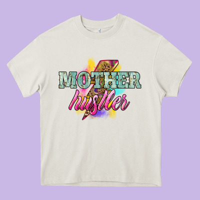 Mother Hustler Lightning Bolt Heavy Core Tee Designed By Nancycooperartshop
