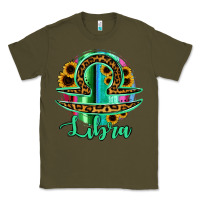 Army Green Libra Zodiac Sign Sunflower Leopard Serape Classic Tee - RanaPortraitStore