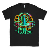 Black Libra Zodiac Sign Sunflower Leopard Serape Classic Tee - RanaPortraitStore