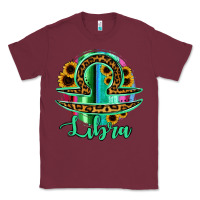 Burgundy Libra Zodiac Sign Sunflower Leopard Serape Classic Tee - RanaPortraitStore