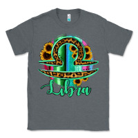 Charcoal Heather Libra Zodiac Sign Sunflower Leopard Serape Classic Tee - RanaPortraitStore