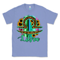 Colony Blue Libra Zodiac Sign Sunflower Leopard Serape Classic Tee - RanaPortraitStore