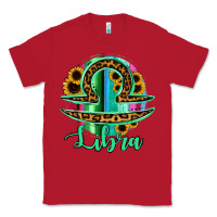 Red Libra Zodiac Sign Sunflower Leopard Serape Classic Tee - RanaPortraitStore