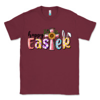 Burgundy Happy Easter With Cross Classic Tee - RanaPortraitStore