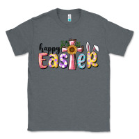 Charcoal Heather Happy Easter With Cross Classic Tee - RanaPortraitStore
