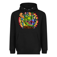 Black Merry Rexmas Heavyweight Hoodie - CowhideDigitalArt