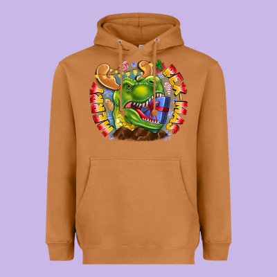 Merry Rexmas Heavyweight Hoodie Designed By Cowhidedigitalart
