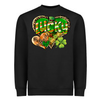 Black Lucky heart St. Patrick's Day Heavyweight Sweatshirt - CowGirlArtShop