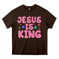 Chocolate Brown jesus is king Heavy Core Tee - MaliasSmallBusiness