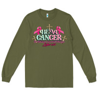Army Green Heal Cancer Luke 1:37 cross Cancer Awareness Long Sleeve Tee - HowdyJamesFarm