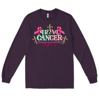 Plum Heal Cancer Luke 1:37 cross Cancer Awareness Long Sleeve Tee - HowdyJamesFarm