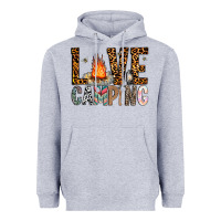 Heather Grey Love Camping Heavyweight Hoodie - CowhideDigitalArt