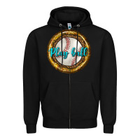 Black baseball with sunflower round earrings Zipper Hoodie - BundleAndBundleShop
