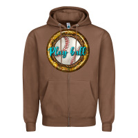 Chestnut baseball with sunflower round earrings Zipper Hoodie - BundleAndBundleShop