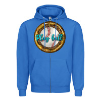 True Royal baseball with sunflower round earrings Zipper Hoodie - BundleAndBundleShop